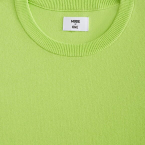 Mode of One Mens Regular Fit Crewneck Sweater Acid Green Color Size XXL - Picture 3 of 8